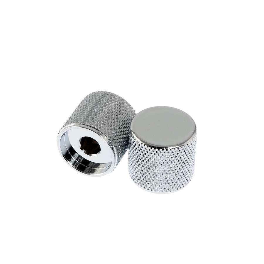 Tele P/J Bass Flat Barrel Knobs Set Chrome Charles Guitars
