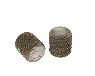 Callaham Late 50's Flat Top Heavy Knurl Knobs (Pair) Aged