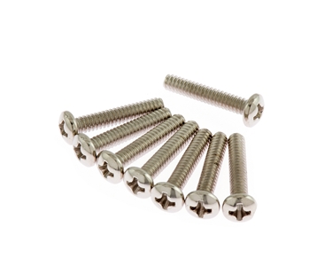 Rounded Head Pickup Mounting Screws in Nickel Plate Long