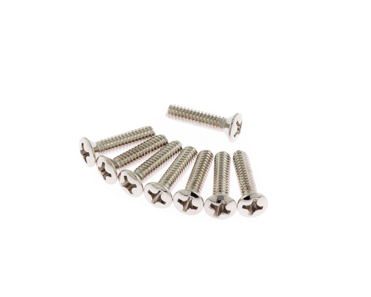 Strat 60's Countersunk Pickup Mounting/Switch Screws in Nickel Plate