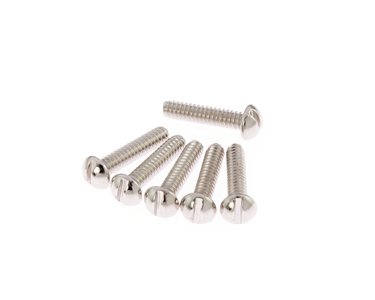 Round Head Slot Tele Bridge Pickup Mounting Screws in Nickel Plate