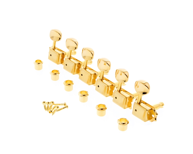 Kluson 6 In Line Set Of Tuners No Logo Right Handed Gold