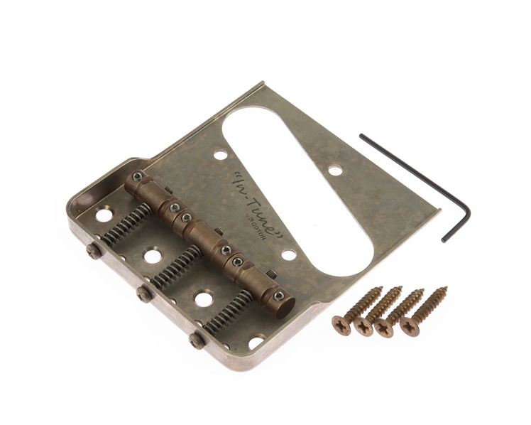 De-Shined Gotoh Tele Bridge Nickel with Cut Away "In Tune" Brass Saddles BS-TC1SN